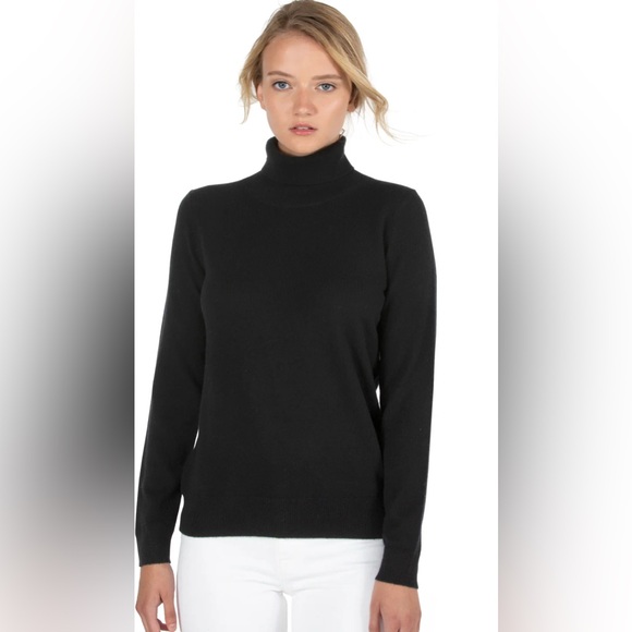 JENNIE LIU 100% Pure Cashmere Long Sleeve Pullover Turtleneck Sweater Size Large - Picture 1 of 7
